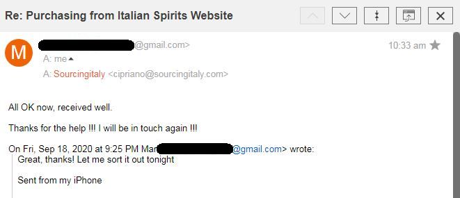 Shipping Address Italy 258